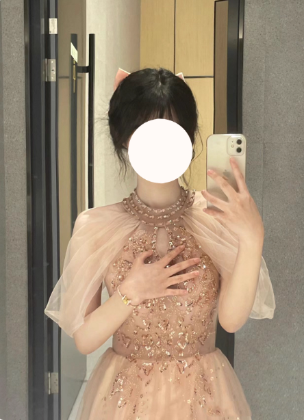 Elegantes pinkfarbenes A-Linien-Neckholder-Tüllkleid, langes Ballkleid, Abendkleid P4483