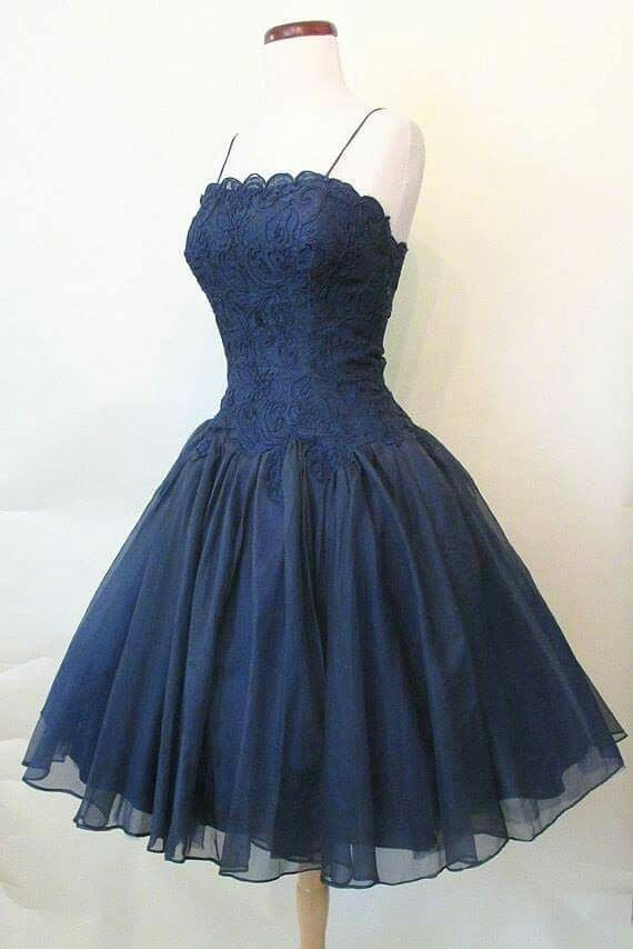Pretty Homecoming Dress Navy Blue Spahetti Straps Pleated Short Birthday Dress Back to School Outfits P4914