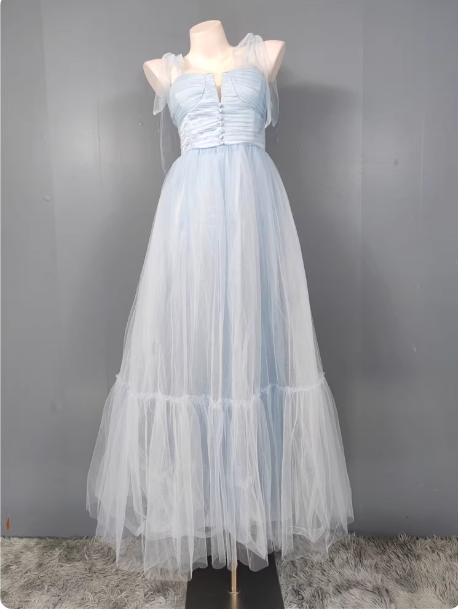 Süßes grünes A-Linien Tüll langes Ballkleid Abendkleid Brautjungfernkleid P4499