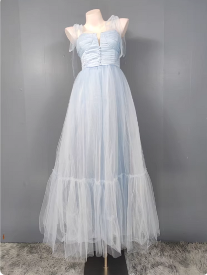 Süßes grünes A-Linien Tüll langes Ballkleid Abendkleid Brautjungfernkleid P4499