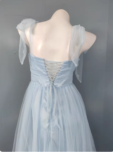 Süßes grünes A-Linien Tüll langes Ballkleid Abendkleid Brautjungfernkleid P4499