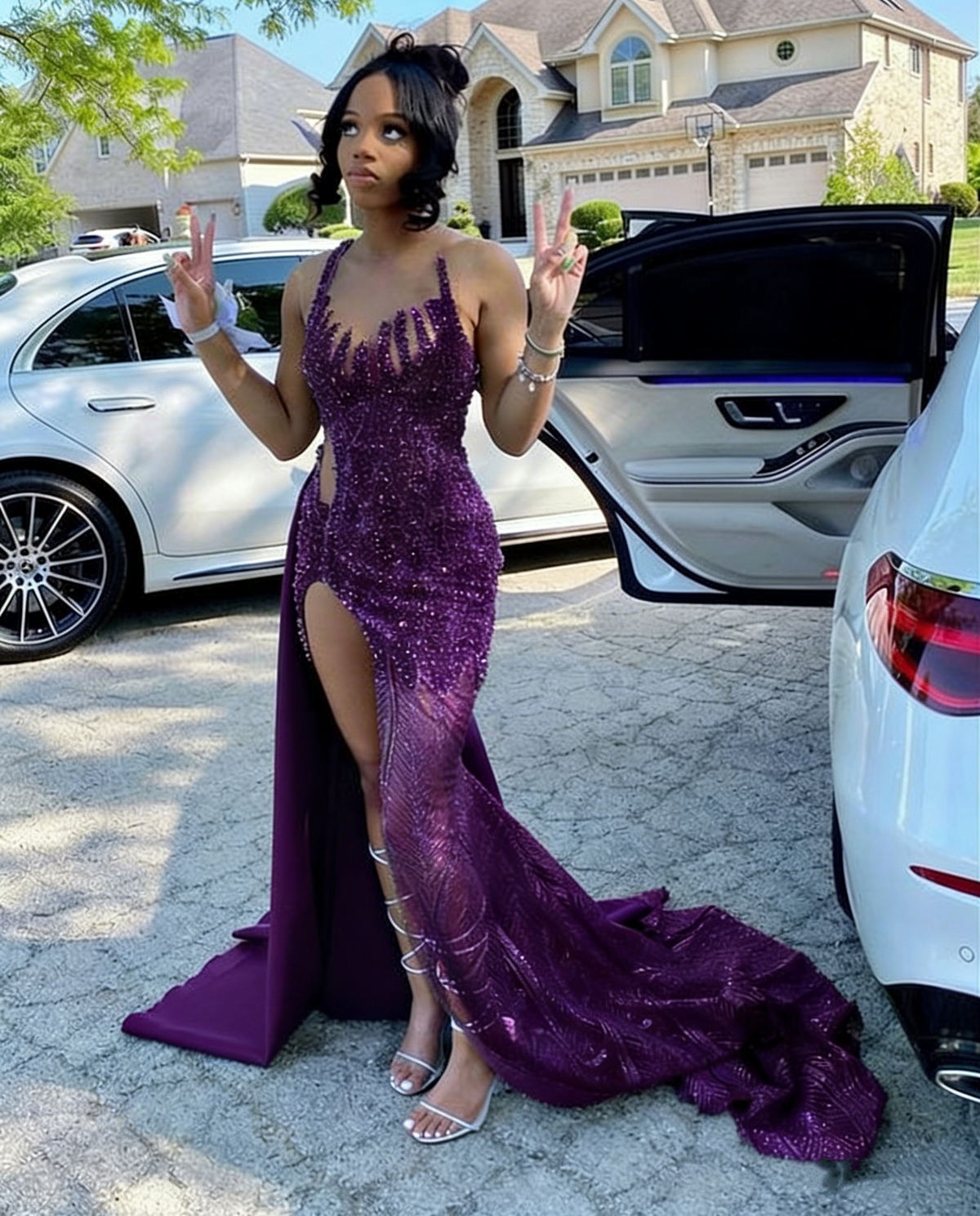 birthday dress black girl Modest Mermaid Sequin Prom Dresses 22th Outfits P4 – PreppyDress Can Custom Made Size flutter sleeve gown Summer Women A-Line Blue Color:Living Coral