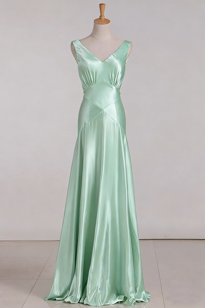 Robe de bal longue en satin rose avec col en V et sirène vintage, robe de soirée P2456