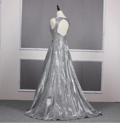 Wunderschönes königsblaues A-Linien-Ballkleid mit V-Ausschnitt, rückenfrei, Satinschleppe, Abendkleid P4557