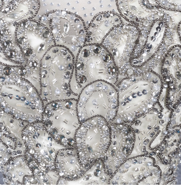 Gorgeous Off-white Crew Neck Beaded Embroidered Tulle Long Prom Dress Evening Dress P4563