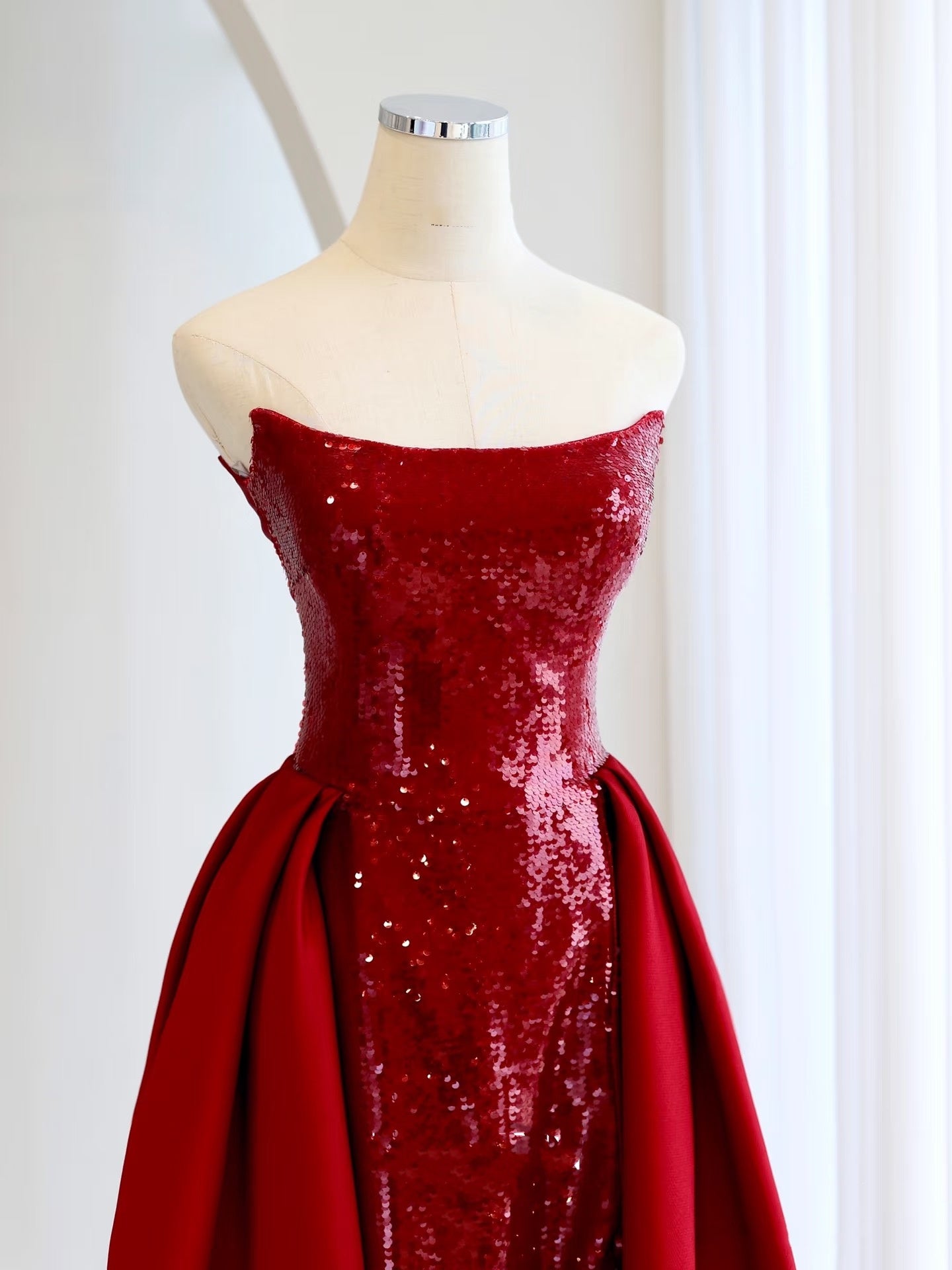 Mermaid Strapless Sequin Red Prom Dresses Long Evening Dress P2026 - AS PHOTO / US2 Mermaid Strapless Sequin Red Prom Dresses Long Evening Dress P2026 - AS PHOTO / US2