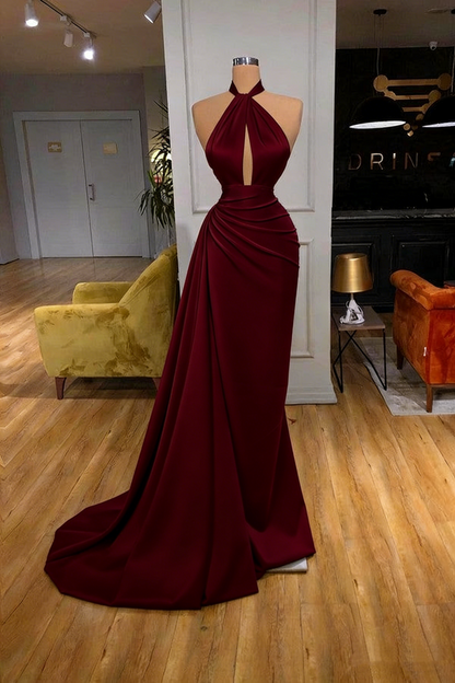Robes de bal longues ivoire sans manches dos nu sirène vintage P496