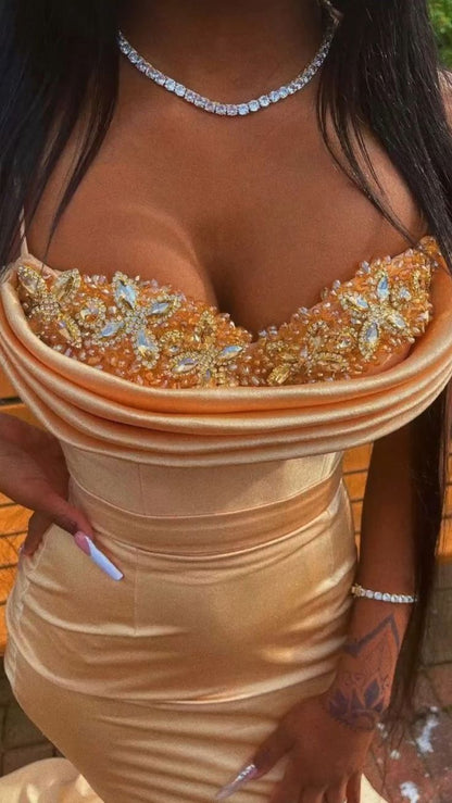 Träger Abiballkleider Perlen Mieder Glitzerndes Abschlussballkleid Geburtstagsoutfits P376