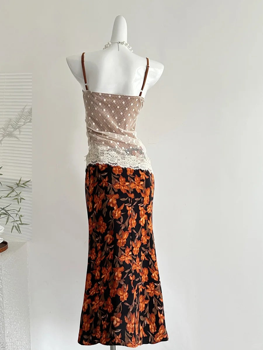 Retro Mermaid Strapless Lace Slit Long Rrom Dress Evening Dress P4006