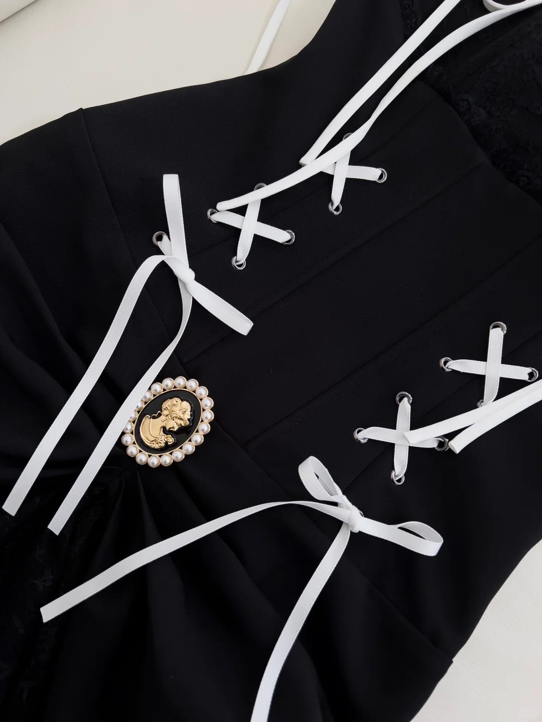 Vintage Black Mermaid Lace and Satin Long Prom Dress P4061