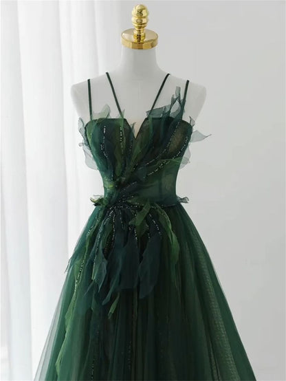 forest green fairy dress Emerald Green Dress Prom Dresses Floral Dress Women Evening Dresses Jungle Fairy Dress SH445
