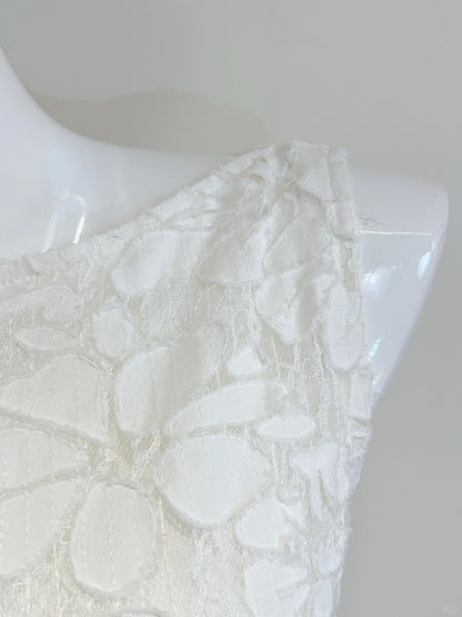 Élégante Robe de Bal de Soirée de Demoiselle d'honneur en Dentelle Blanche Coupe A, Col Rond P4065