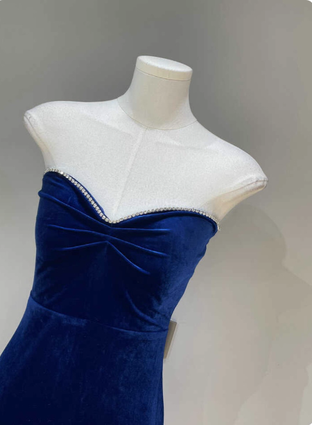 Elegant Sexy Royal Blue Sweetheart Neck Velvet Long Prom Dress Evening Dress P4687