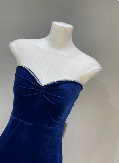 Elegant Sexy Royal Blue Sweetheart Neck Velvet Long Prom Dress Evening Dress P4687