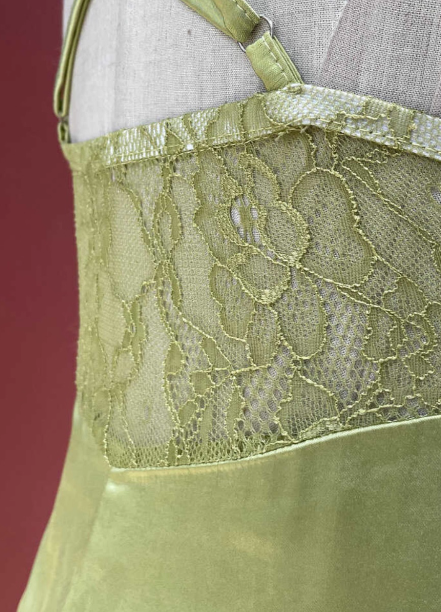 Fresh Elegant Pale Yellow Green Spaghetti Strap Lace Satin Prom Dress Evening Dress P4688