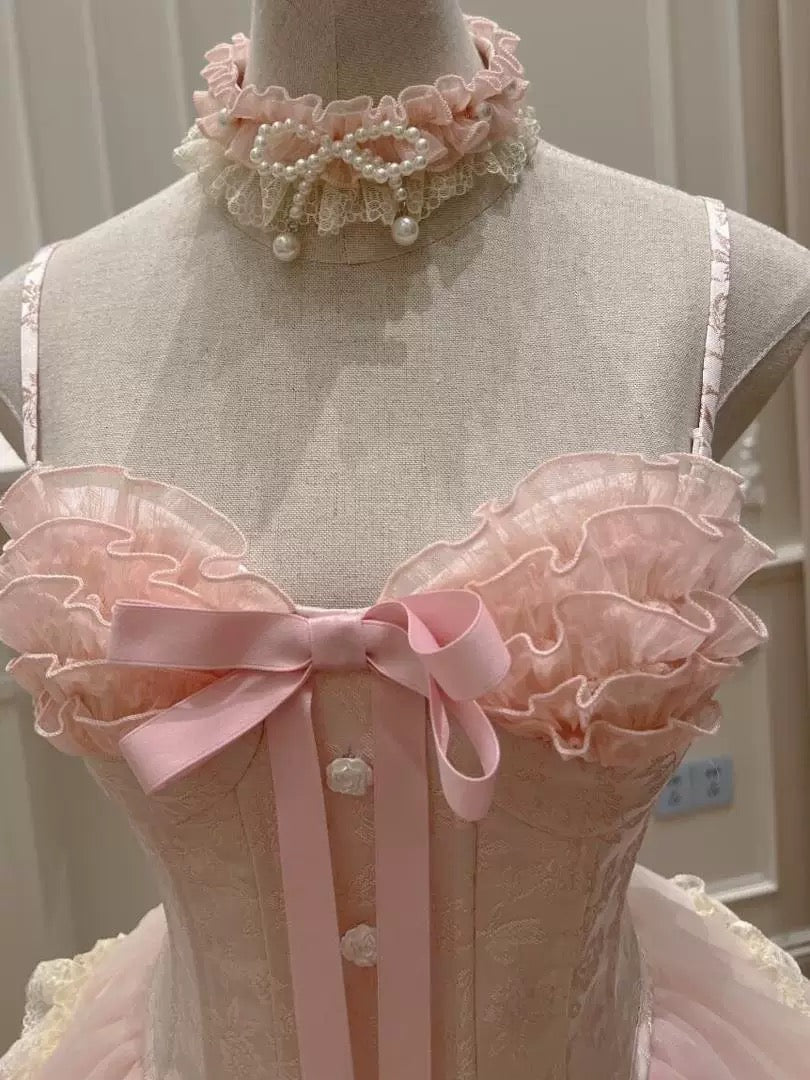 Prinzessin Herzförmiger Kragen Schleife Fischgrätenmuster Spitzenbesatz Flauschiges 17. Geburtstag Homecoming Kleid P3781