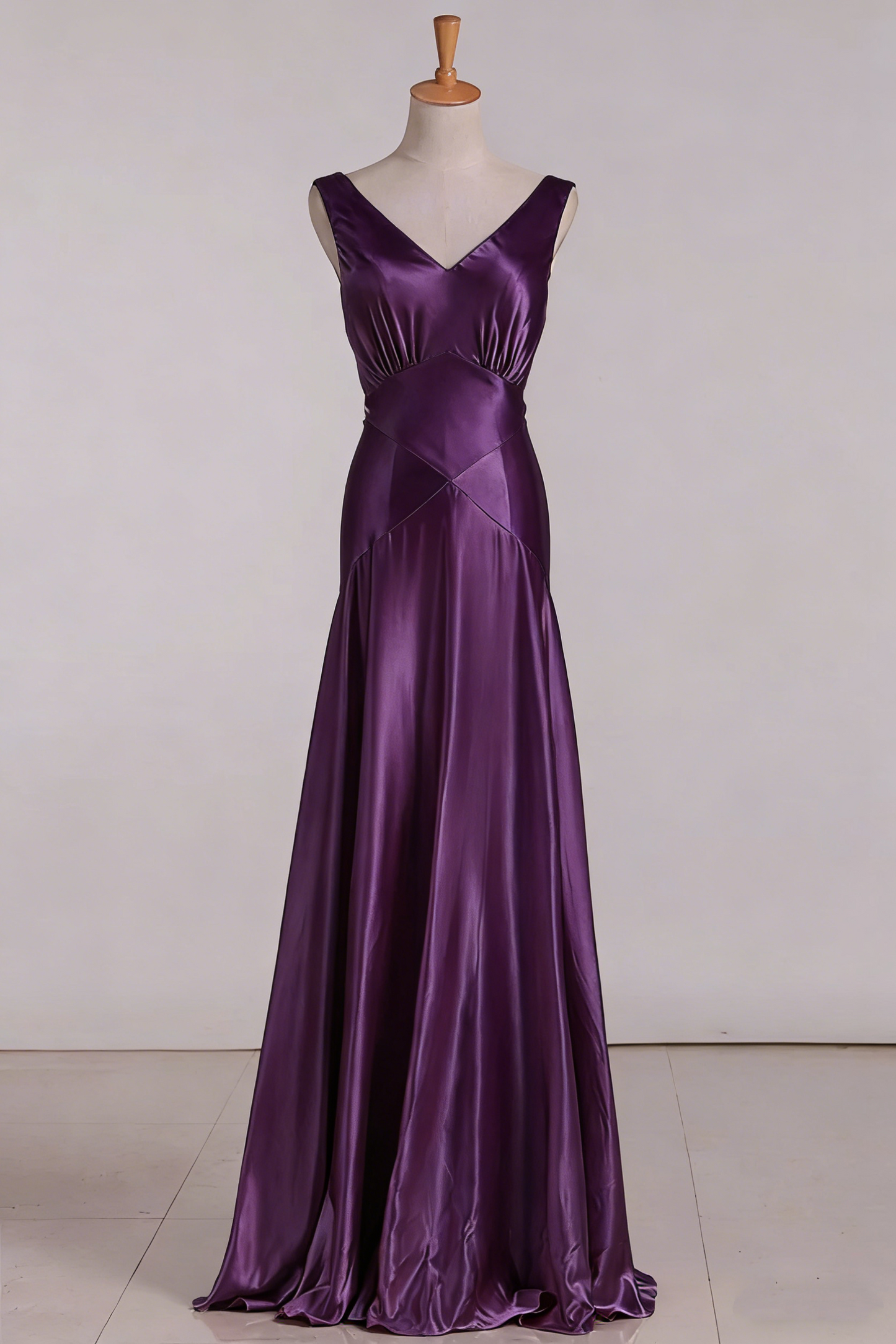 Robe de bal longue en satin rose avec col en V et sirène vintage, robe de soirée P2456