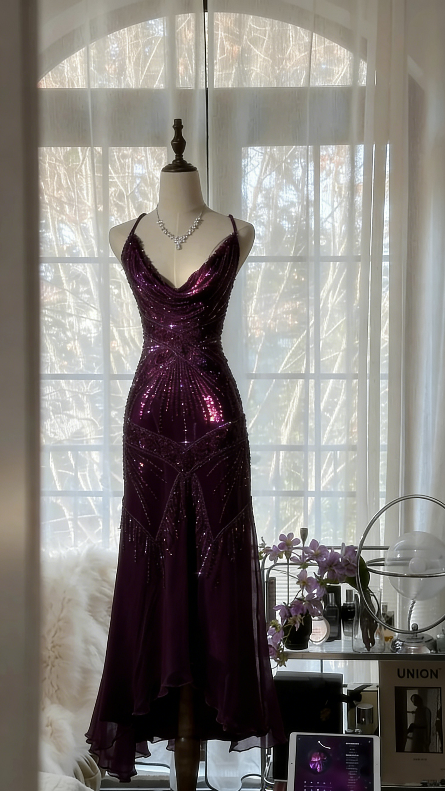 Stunning Pink Backless Beaded Chiffon Long Prom Dress P3323