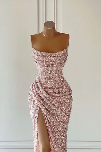 Élégante robe de bal sirène sans bretelles à paillettes Tenues d'anniversaire P380