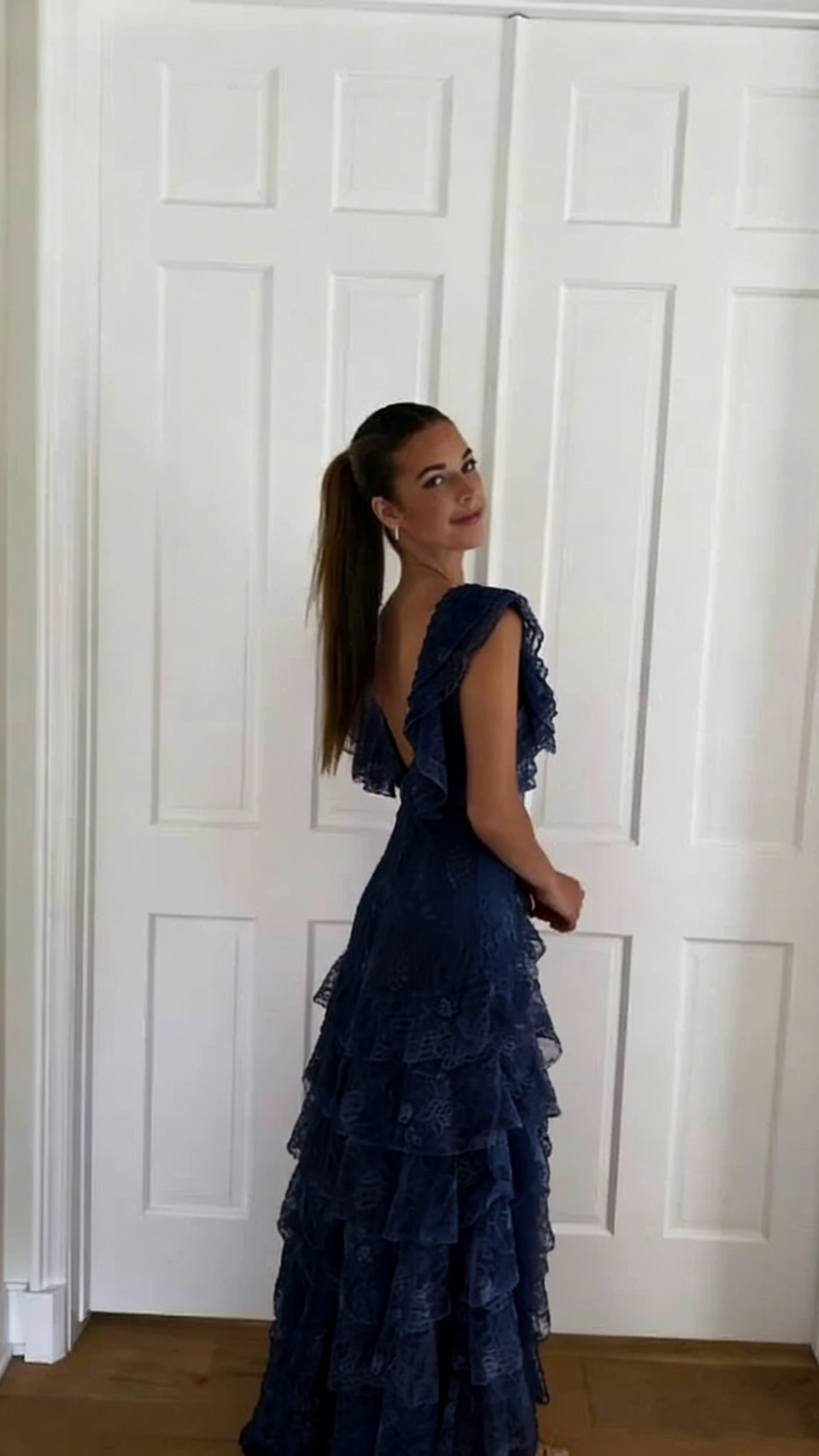 Lilac Lace Long prom Dress Party Dress 21th Birthday Outfits P2109