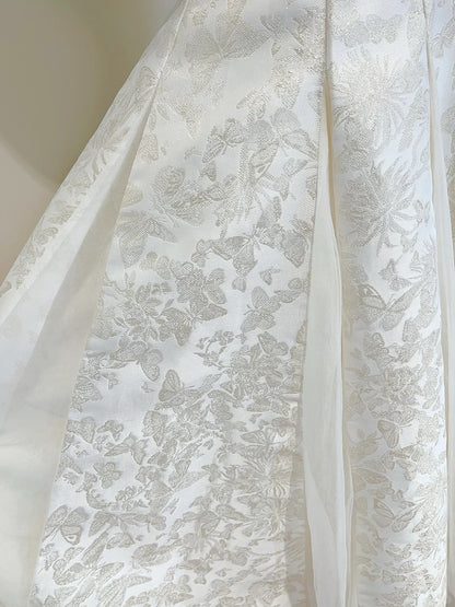 Retro Palace Elfenbein A-Linie Carmen-Ausschnitt Träger Jacquard Tüll Ballkleid Abendkleid P4071