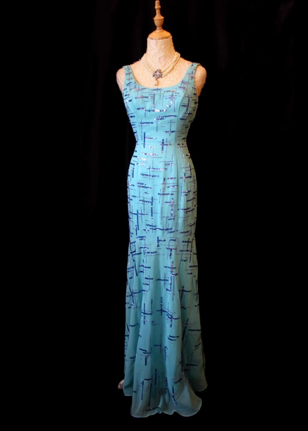 Elegantes blaues, ärmelloses Meerjungfrauen-Abendkleid mit Pailletten und Chiffon, eckigem Ausschnitt, lang, Abschlussballkleid P4723