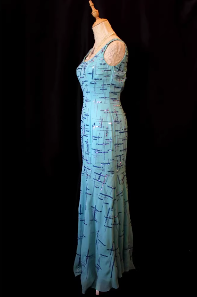 Elegantes blaues, ärmelloses Meerjungfrauen-Abendkleid mit Pailletten und Chiffon, eckigem Ausschnitt, lang, Abschlussballkleid P4723