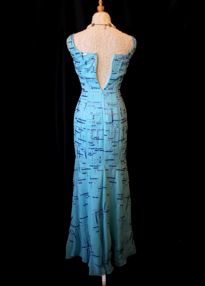 Elegantes blaues, ärmelloses Meerjungfrauen-Abendkleid mit Pailletten und Chiffon, eckigem Ausschnitt, lang, Abschlussballkleid P4723