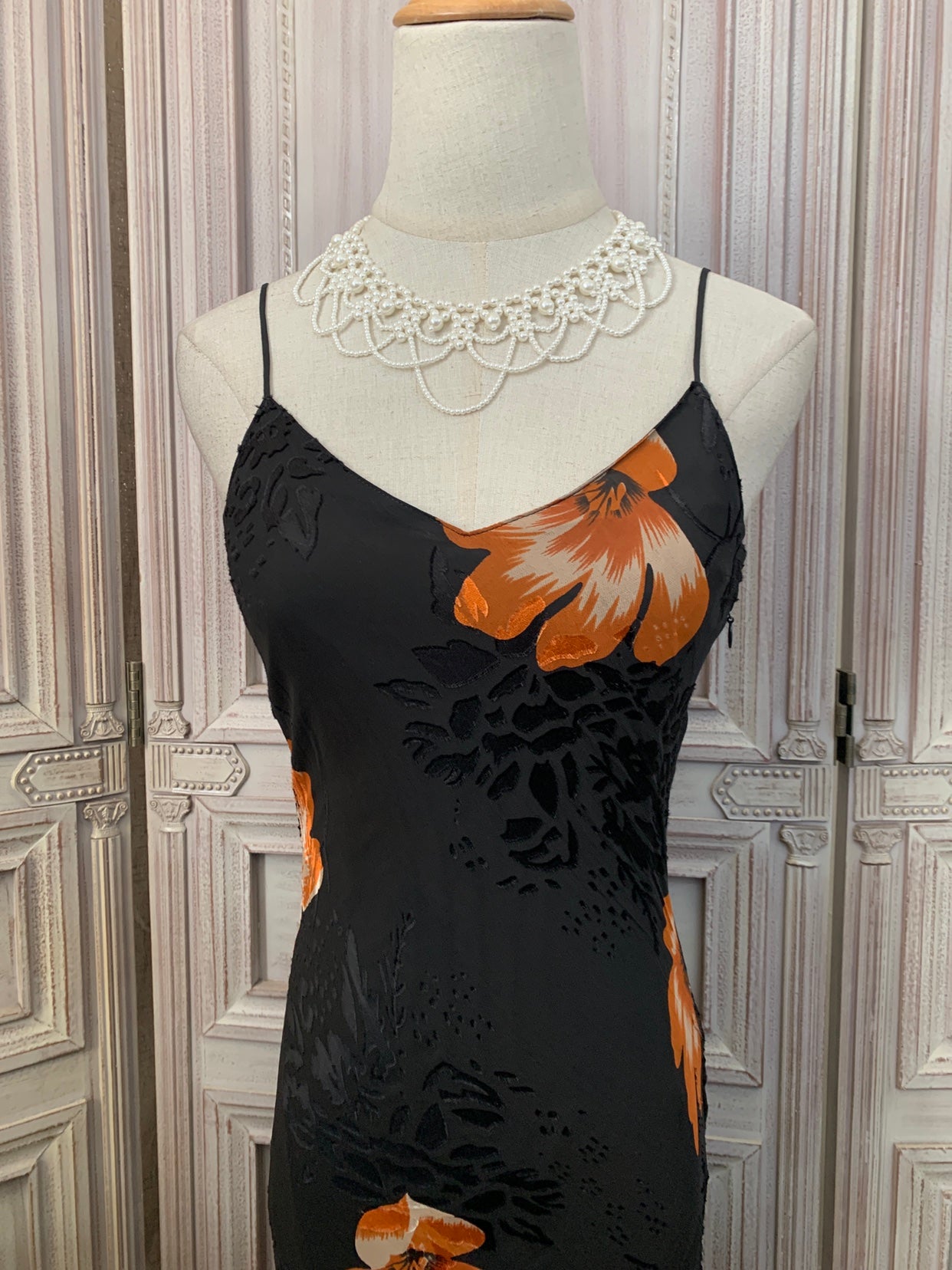 Vintage elegantes bedrucktes Spaghettiträger-V-Ausschnitt Chiffon langes Ballkleid Abendkleid P4734