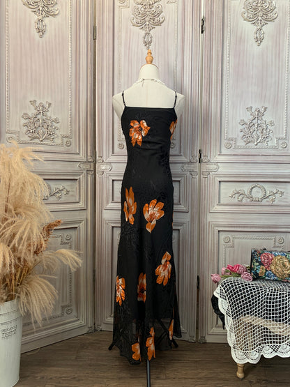 Vintage elegantes bedrucktes Spaghettiträger-V-Ausschnitt Chiffon langes Ballkleid Abendkleid P4734