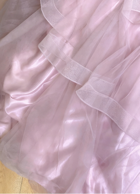 Verträumtes Prinzessin Rosa A-Linien Besticktes, mehrlagiges Tüll Langes Ballkleid Geburtstagsfestkleid P4743