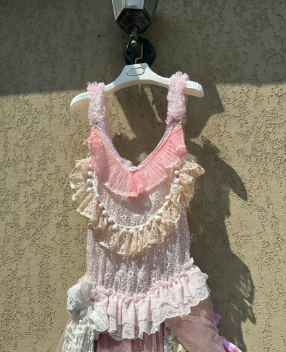 Verträumtes Gradient Spaghetti-Träger Spitzenbesatz Mehrlagiges Tüll Langes Ballkleid Geburtstagsabendkleid P4778