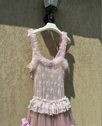 Verträumtes Gradient Spaghetti-Träger Spitzenbesatz Mehrlagiges Tüll Langes Ballkleid Geburtstagsabendkleid P4778