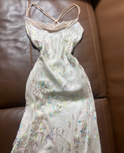Wunderschönes Aprikosenfarbenes Cowl Neck Buntes Geblümtes Chiffon Langes Ballkleid Geburtstagskleid P4795