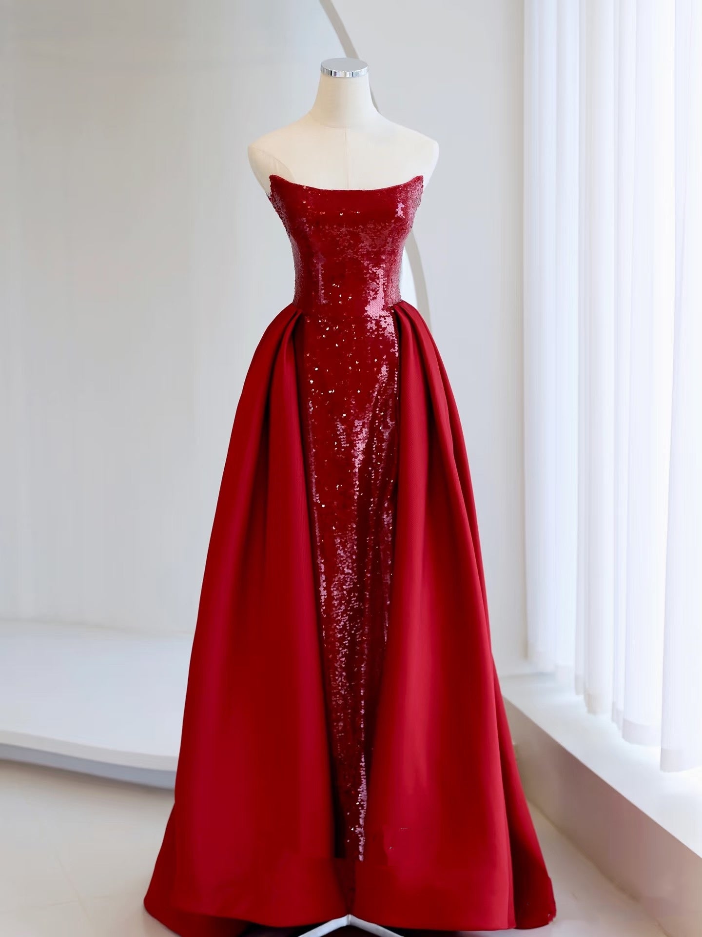 Mermaid Strapless Sequin Red Prom Dresses Long Evening Dress P2026 PreppyDress Mermaid Strapless Sequin Red Prom Dresses Long Evening Dress P2026 PreppyDress