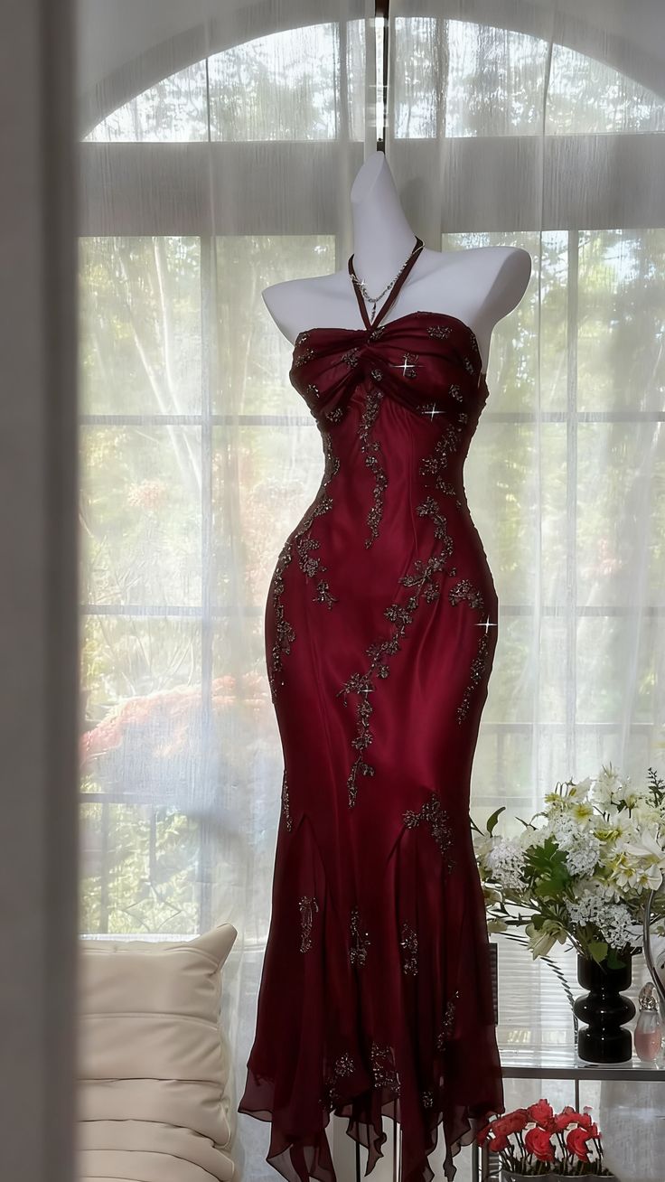 Luxuriöses dunkelgrünes Meerjungfrauen-Abendkleid aus Chiffon mit Perlenstickerei P4032