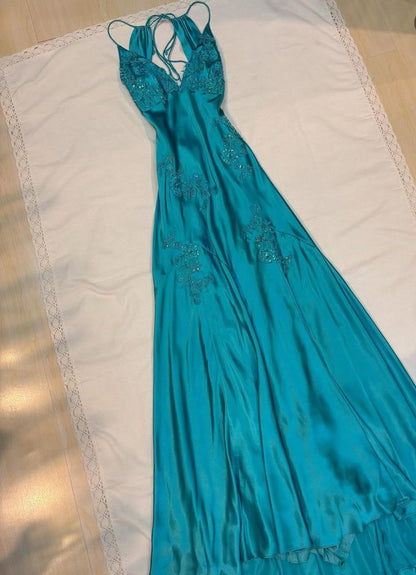 Schickes Meerjungfrauen-Abendkleid aus rosa Satin mit Spaghettiträgern, langes Ballkleid P2360