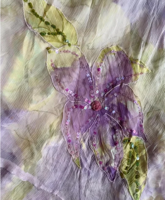 Elegantes Lavendel Spaghettiträger Pailletten Perlen Unregelmäßiges Chiffon Ballkleid P4835