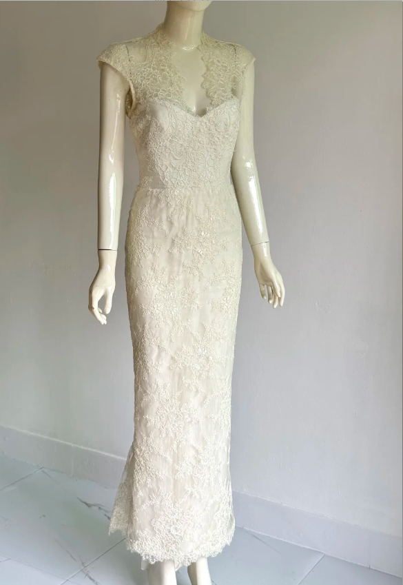 Elegantes weißes Spitzen-Meerjungfrauen-Abendkleid mit langen Wickelrock für den Abschlussball P4855