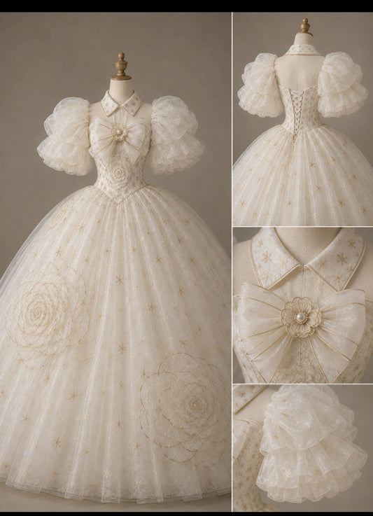 White Ball Gown Tulle Sweet 16 Dress  P5014