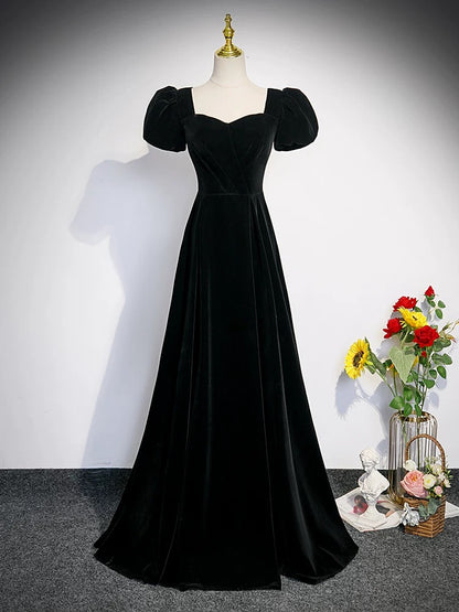 Cute Short Sleeves Burgundy Long Prom Dresses P2234