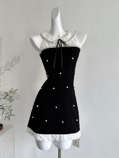 baby doll homecoming dress Navy Babydoll Cami Dress - Ribbon Trim Dress main image 0
