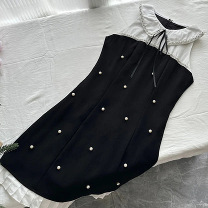 Sweet Black Baby Doll Collar Pearl Satin A-line 17th Birthday Homecomi –  PreppyDress