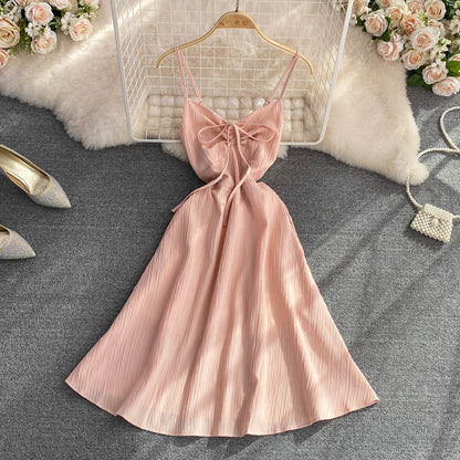 Süßes A-Linien-Kleid mit V-Ausschnitt, modisches Kleid P344