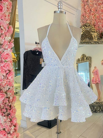 Sexy Kleider zum 17. Geburtstag, Pailletten-Kleid mit offener Rückenpartie zum Geburtstag für Teenager P355