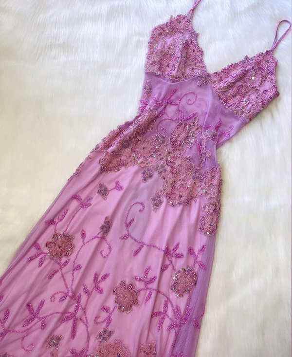 Spaghetti Long A-line Ruffles Cake Dresses, Lovely Pink Long Prom Dresses, Newest Prom Dresses main image 0