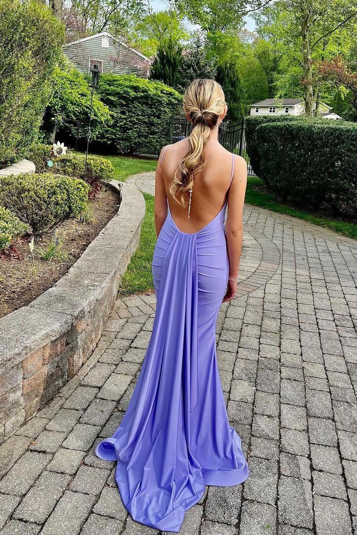 Sexy Mermaid Straps Neckline Backless Blue Long Prom Dress P1626 – PreppyDress