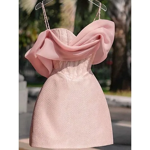 Simple Sheath Straps Pink Homecoming Dresses 16th Birthday Outfits P18 PreppyDress
