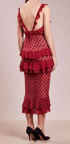 Sexy Etuikleid Träger Chiffon Lang Gestuft Burgund Ballkleid P1753