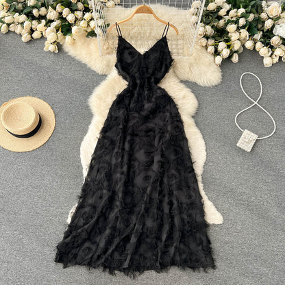 Niedliches ärmelloses A-Linien-Kleid mit Quasten für Strand und Sommerurlaub P252